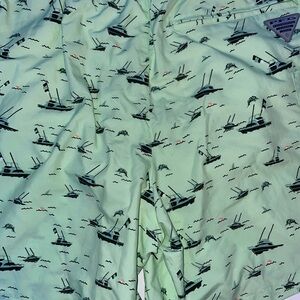 Columbia Men's Athletic Shorts - Mint Green with Nautical Print